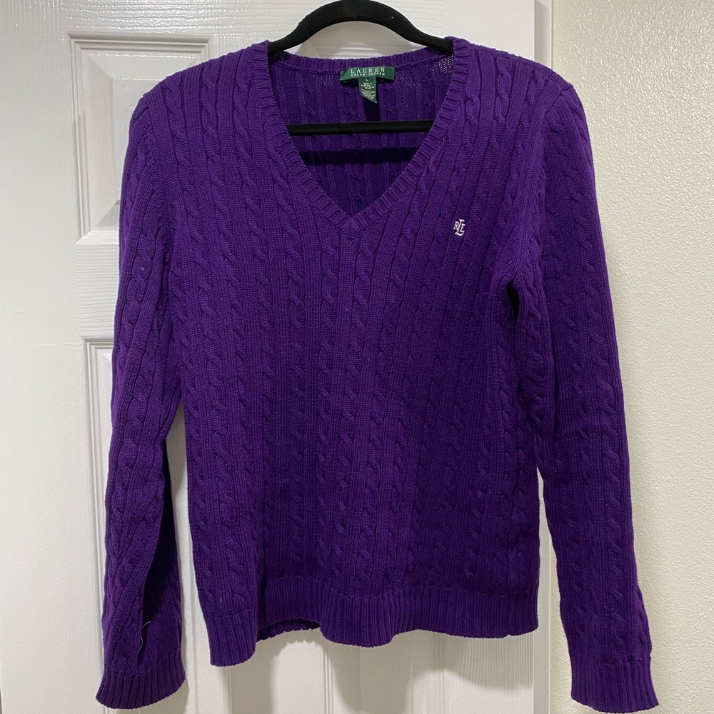 Lauren Ralph Lauren purple V Neck Sweater - Women’s Large